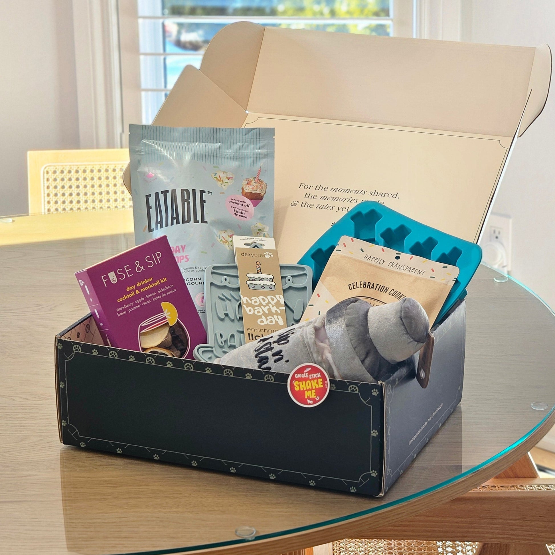 happy birthday dog gift box display