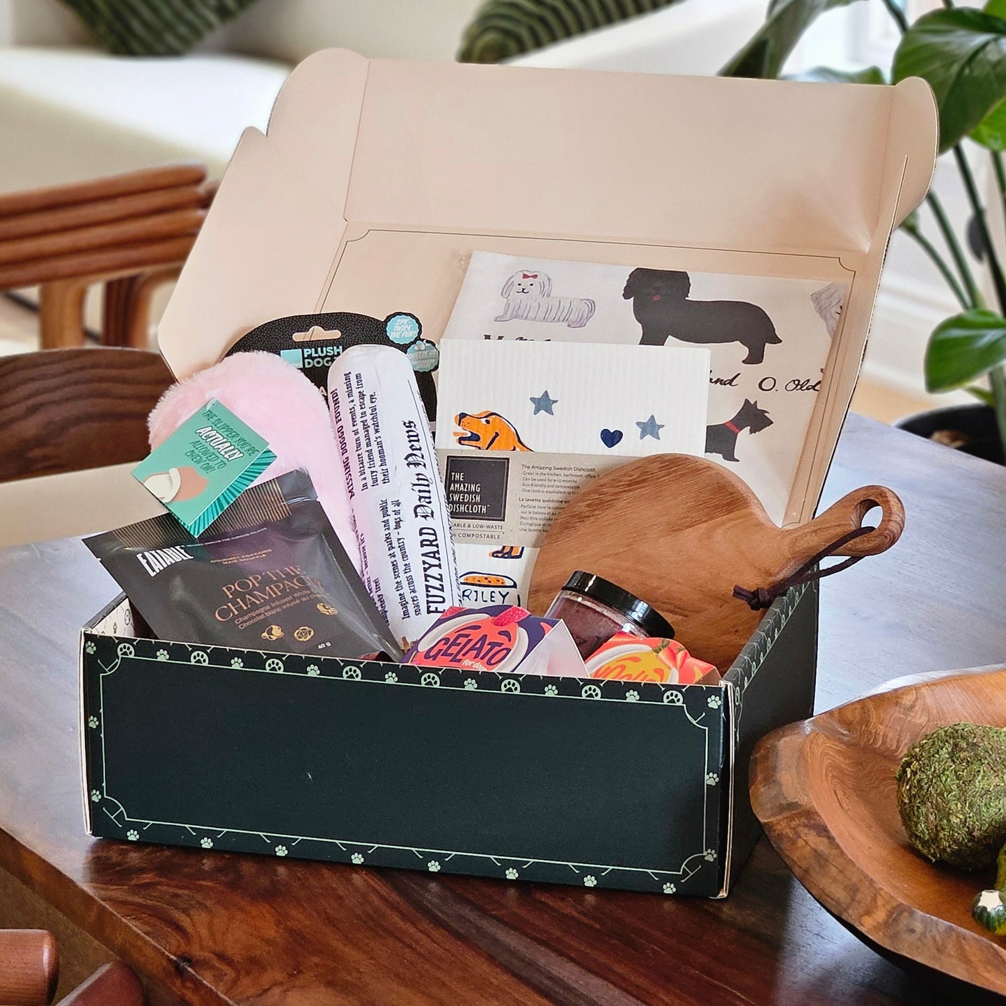 home sweet woof dog gift box display